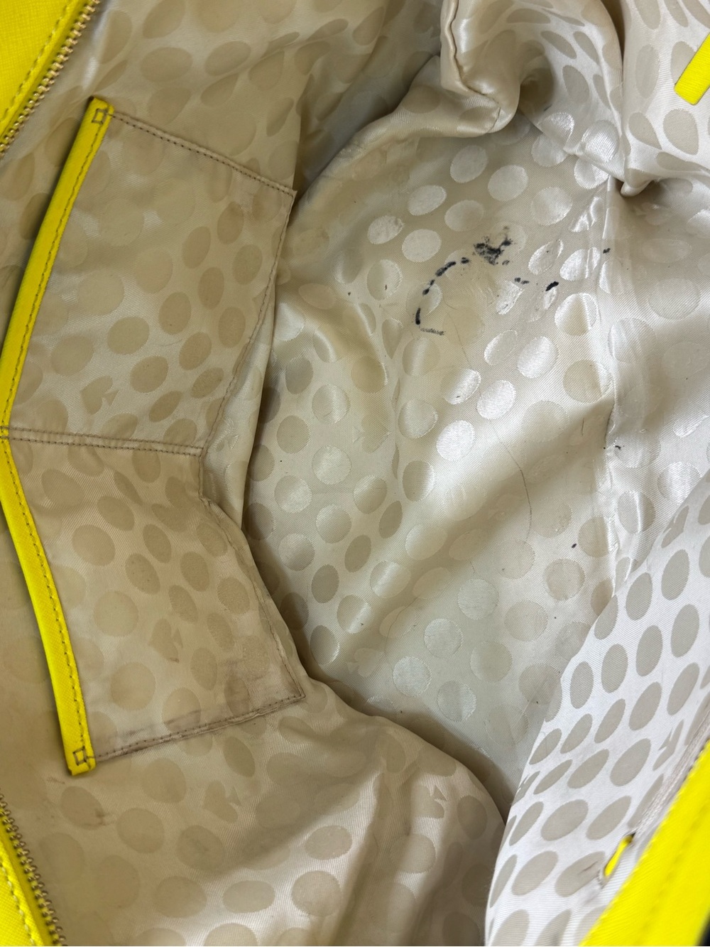 Kate Spade Yellow Large Tote Bag Zip Top Shoulder Purse Project TLC - Picture 9 of 14